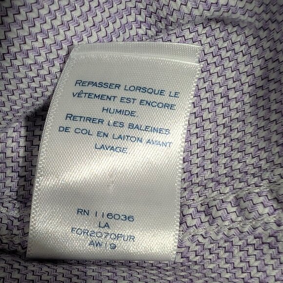 Charles Tyrwhitt Slim Fit Dress Shirt 18 Lilac Textured 100% Cotton L/S - Picture 9 of 10